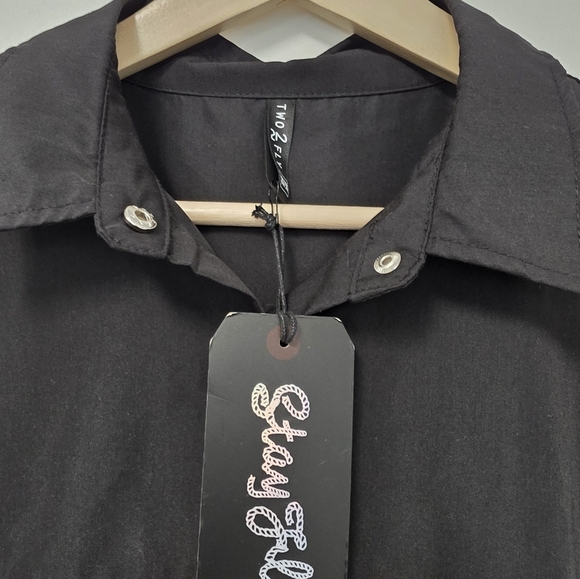 Two 2 Fly Loopty Lou Babydoll Western Top Size 2x - 3x Black White Swirl Cowgirl - Picture 6 of 8